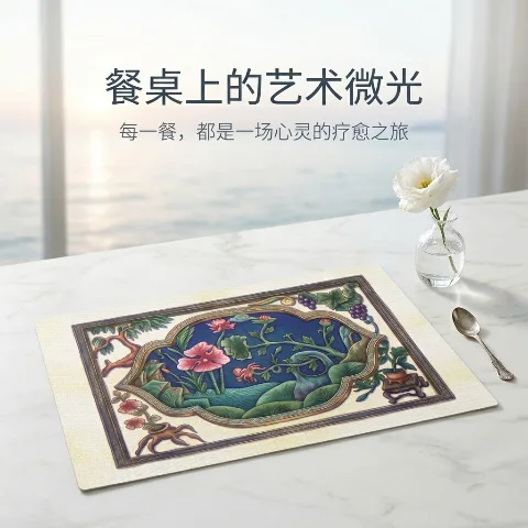 Jogo americano de PVC com estampas do patrimônio cultural imaterial de Ningxia
